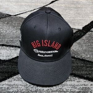 HARLEY DAVIDSON BIG ISLAND KONA, HAWAII EMBROIDERED BLACK SNAP-BACK CAP …